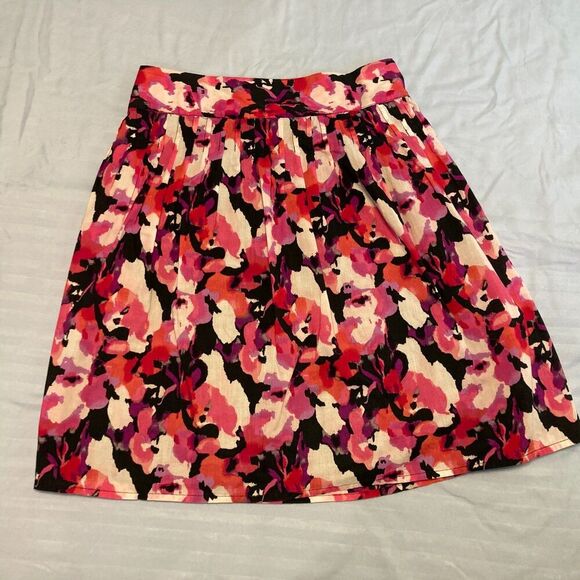 Madison Skirt 100% Cotton PS Petite Small Pink Abstract Floral Smocked Waist - Picture 3 of 9